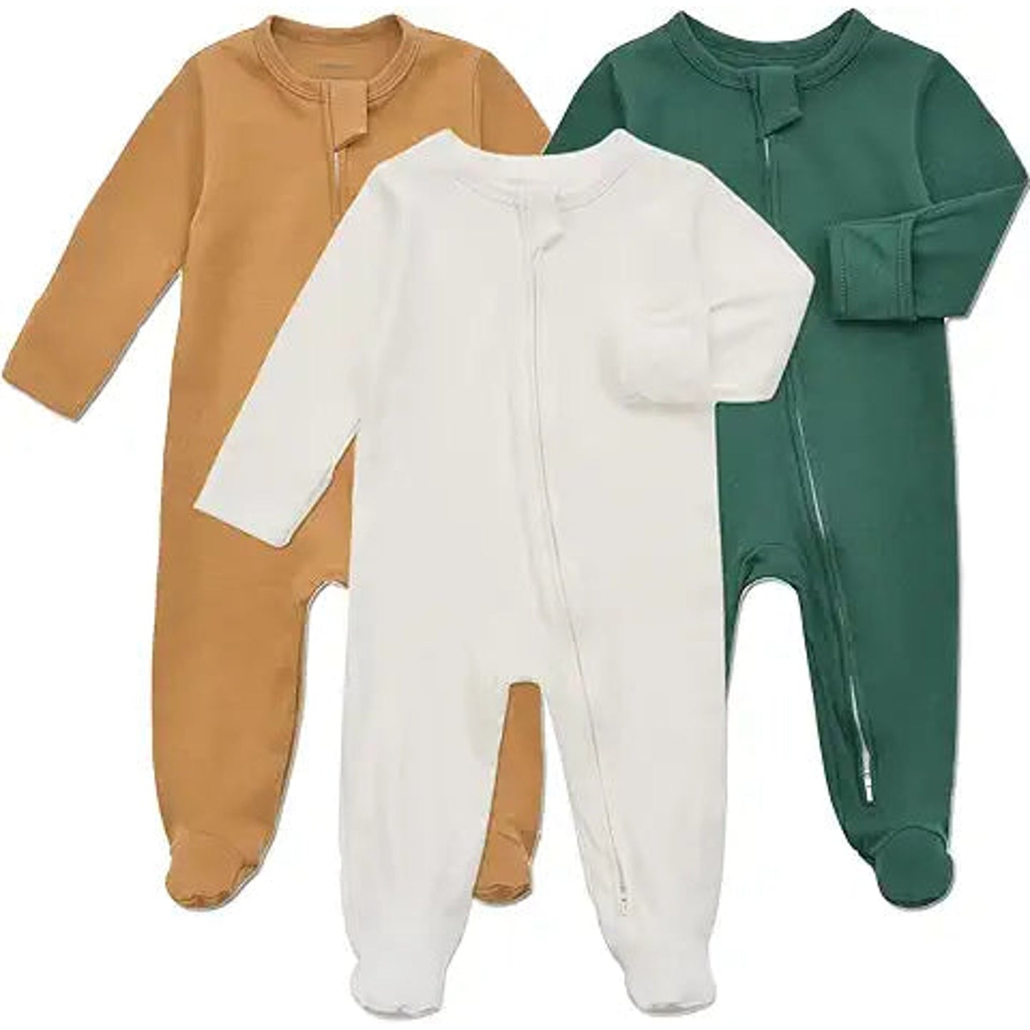 Aablexema Baby Footie Pajama with Mitten Cuffs, Double Zipper Infant Cotton clothes Sleepe
