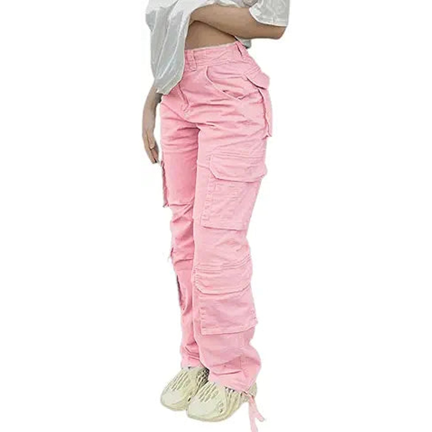 Viatabuna High Waisted Cargo Pants for Women Baggy Y2k Straight Wide Leg Pants with Pocket
