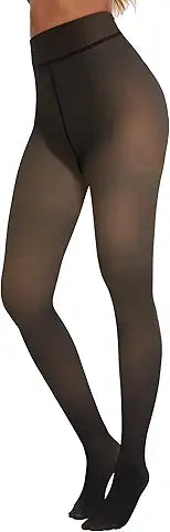 TNNZEET Fleece Lined Tights Women — Pantyhose Colorful Opaque Black Sheer Thermal Winter