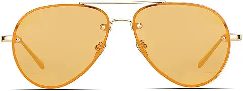 Freckles Mark Oversized Aviator Sunglasses Vintage Retro Gold Metal Frame Colorful Lenses