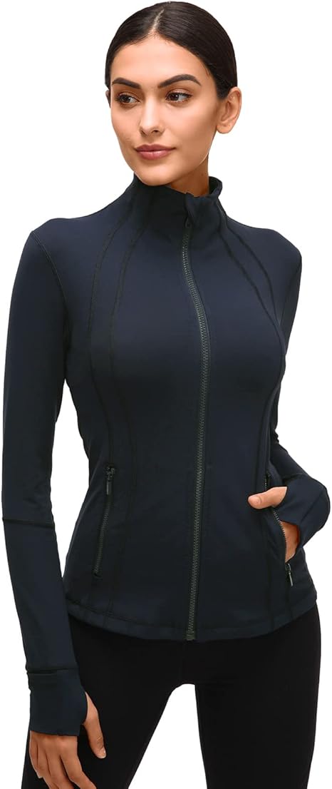 Costdyne Womens Sports Running Yoga Jacket Slim Fit Full Zip Track Jacket Turtleneck Worko