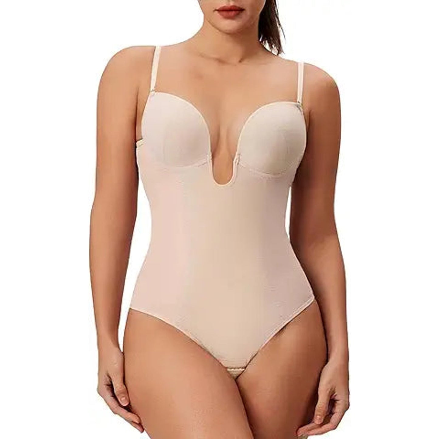 Slimers Thong Shapewear for Women Tummy Control Low Back Invishaper Plunge Backless Body S