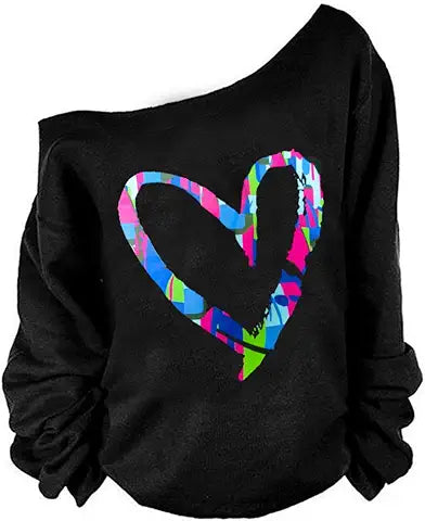 MAGICMK Women’s Short Lips Print Causal Off The Shoulder Plus Size T-Shirt Tops…(XL)