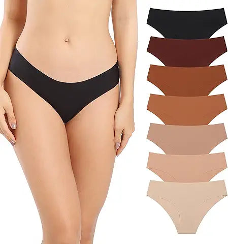 SHARICCA Women Seamless Cheeky Bikini No Show Panties Ladies Invisible Breathable Briefs S