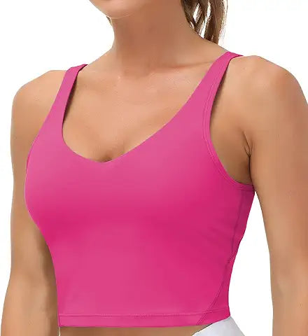 Women’s Longline Sports Bra Wirefree Padded Medium Support Yoga Bras Gym Running Workout