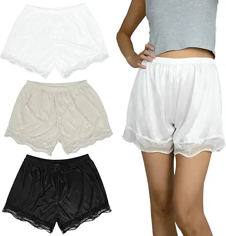 Chanseen 3 Pairs of Pettipants Slip Shorts for Women Under Dress Bloomers Half Slip Culott