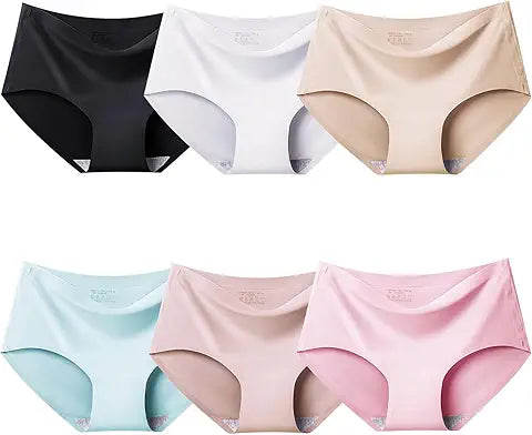 Domee Teen Girls Seamless Underwear No Show Panties Pack of 6 Invisible Briefs Classic Col