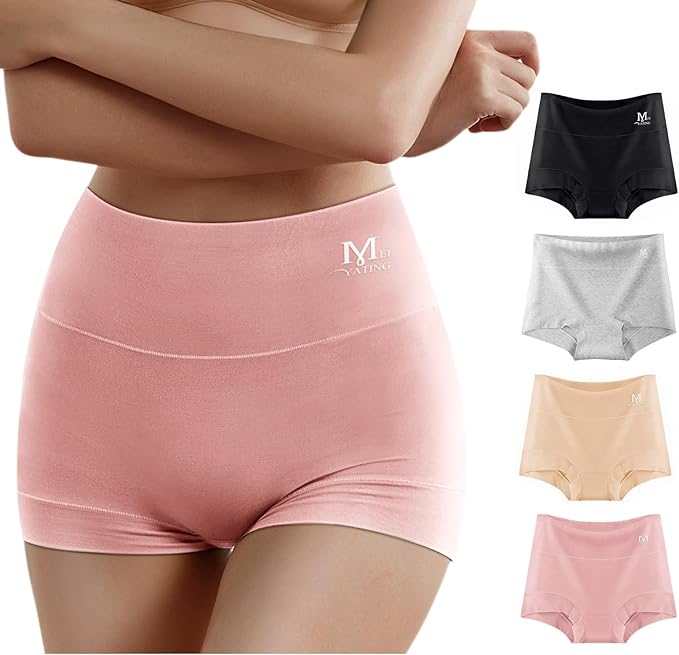 MEIYATING Boy Shorts Underwear for Women High Waisted Boxers Briefs Cotton Panties Boyshor
