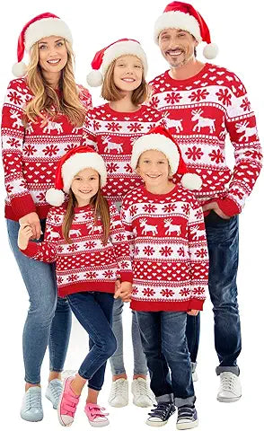 Xaatren Matching Family Christmas Sweaters Ugly Knit Pullover Cute Long Sleeve Crew Neck X