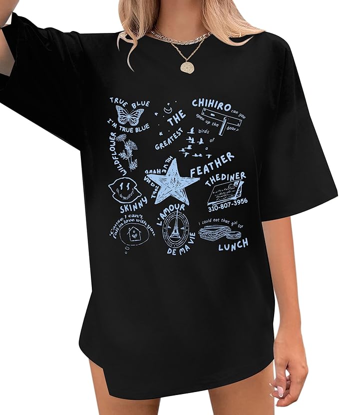 Oversized Rock Band T-Shirts Women:Vintage Rock Music Graphic Shirts Fans Gift Tee Causa