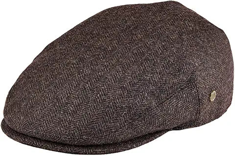 VOBOOM Men's Herringbone Flat Ivy Newsboy Hat Wool Blend Gatsby Cabbie Cap (Coffee, 7 5/8)