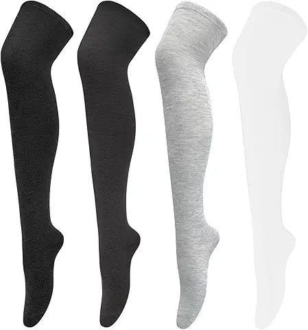 Chalier Apparel Womens Thigh High Socks Cotton Striped Over the Knee Socks Long Knee High