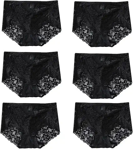 Cinvik Sexy Panties for Women High Waisted No Show Plus Size Lace Cheeky Underwear Ladies
