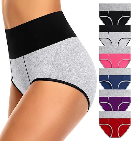 ASIMOON Womens High Waisted Underwear Tummy Control Cotton Panties Soft Comfy Full Coverag