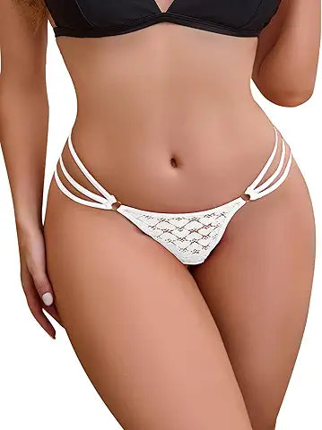 Hibluco Sexy Underwear for Women Lace Thongs Low Waist T- back Panties G-Strings Thongs Wh