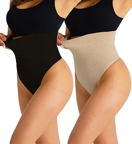 Lojuhaa Tummy Control Thong Underwear High Waist Shapewear for Women Seamless Body Shaper