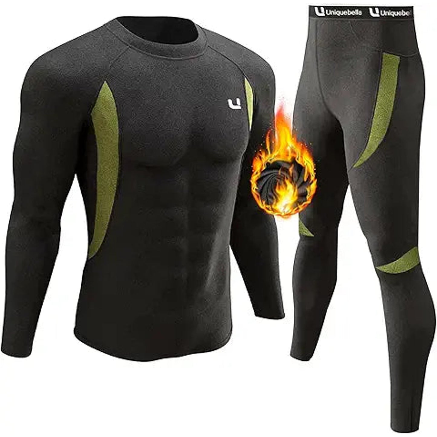 UNIQUEBELLA Men's Thermal Underwear Sets Top & Long Johns Fleece Sweat Quick Drying Thermo