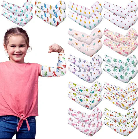 Bonuci 12 Pairs Elastic Eczema Sleeves for Kids Arm or Leg Kids Toddler Scratch Arm Sleeve
