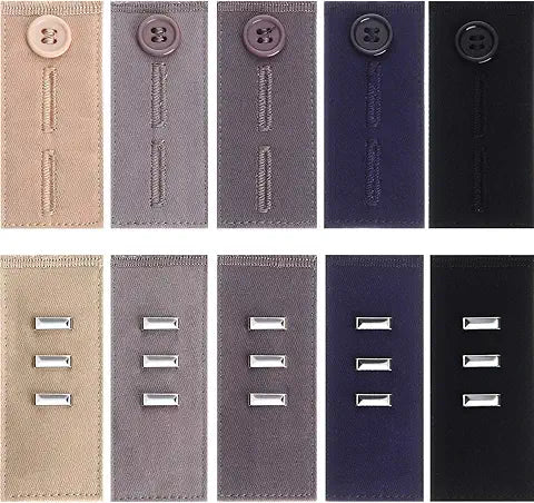 TOODOO 10 Pieces Waistband Extenders Elastic Button Waist Extender Pants Hook for Men Wome