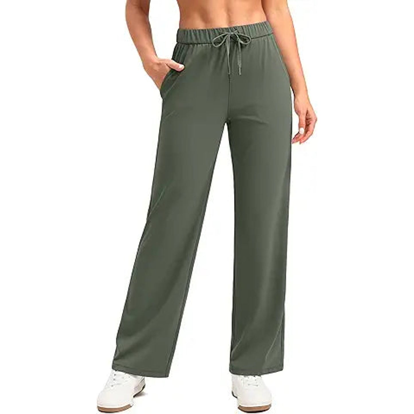 SANTINY Wide Leg Pants Woman 28"/30" Lightweight Drawstring Sweatpants Women's Casual Loun