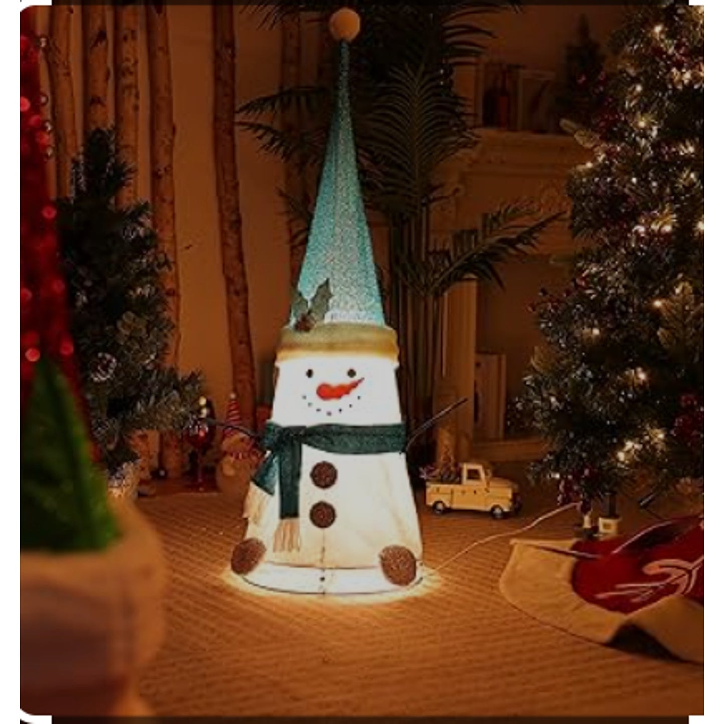 45INCH Christmas Decor, Snowman with LED Lights,Snowman Decorations Gift for Xmas, New Year, Winter, Outdoor Indoor Home Office Decorations(Blue and White)