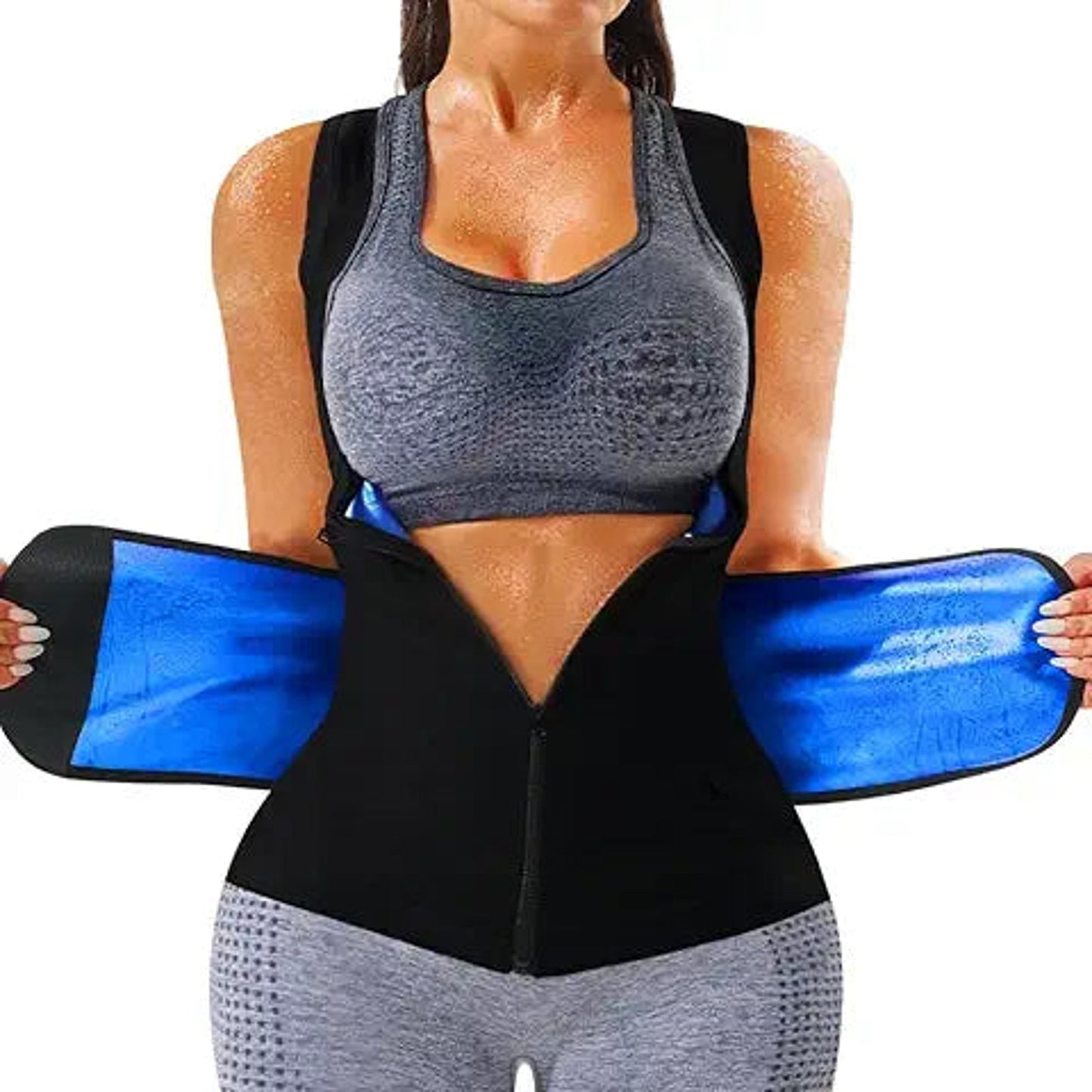 LMCOB Sauna Vest for Women Sauna Waist Trainer Vest Workout Sweat Vest with Zipper Heat Tr
