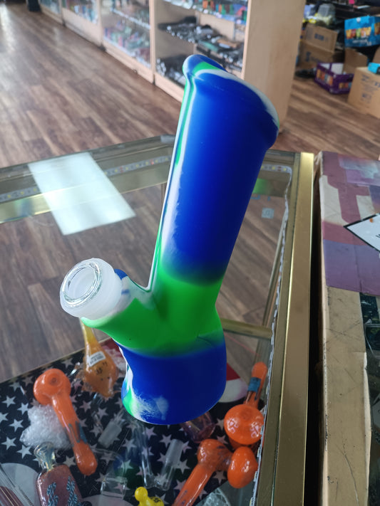 8" Silicone Water Pipe full Colored With Slide Mouth