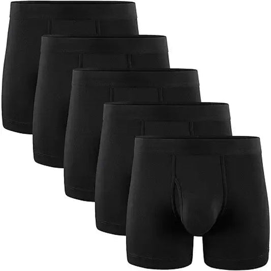 5Mayi Mens Underwear Boxer Briefs for Men Cotton Men's Boxer Briefs Black Pack of 5 5XL