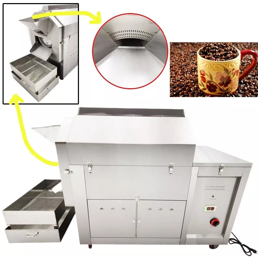 Commercial electric Heated Stir-frying Machine 50kg 220V Coffee Bean Nut Roaster