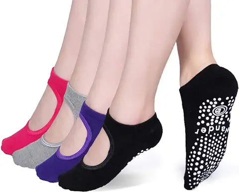 Yoga Socks Non Slip Skid Socks with Grips Pilates Ballet Barre Socks for Women Large-X-Lar