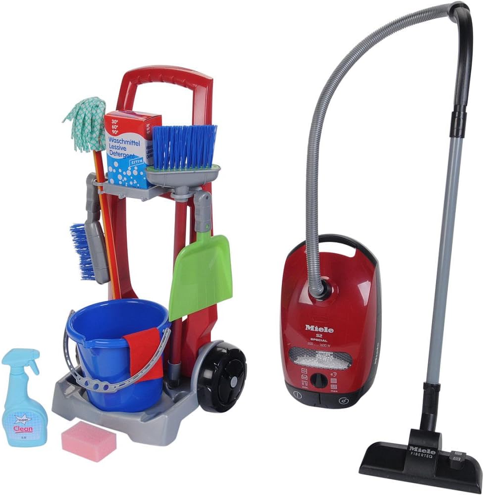 Theo Klein - Cleaning Trolley with Miele Vacuum Cleaner Premium Toys for Kids Ages 3 Years & Up