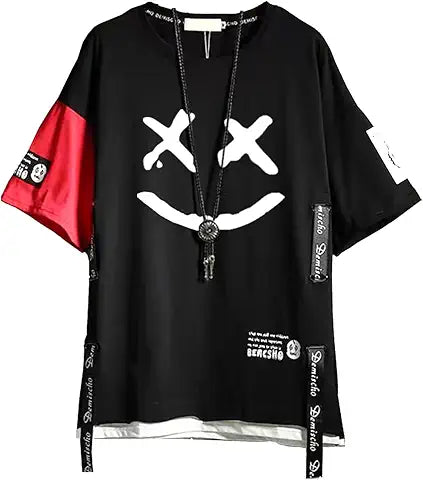 DUDHUH Men’s T-Shirts Techwear Japanese Streetwear Hip Hop Short Sleeve Shirts for Men