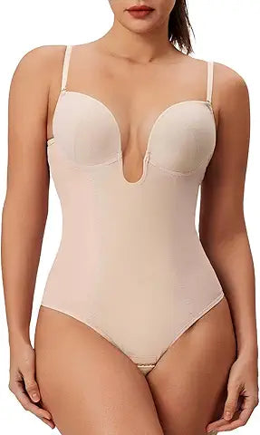 Slimers Thong Shapewear for Women Tummy Control Low Back Invishaper Plunge Backless Body S