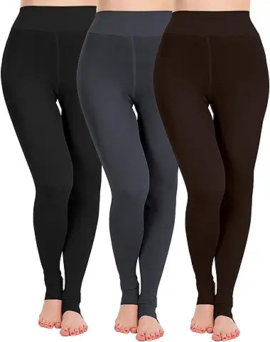 ATHVOTAR Fleece Lined Winter Warm Leggings for Women Thick Thermal Velvet Tights Black Sma