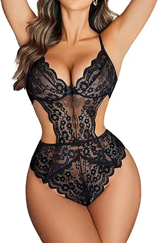 Avidlove Women Lingerie Lace Bodysuit Teddy Lingeries V Neck Cut Out One Piece Mini Babydo