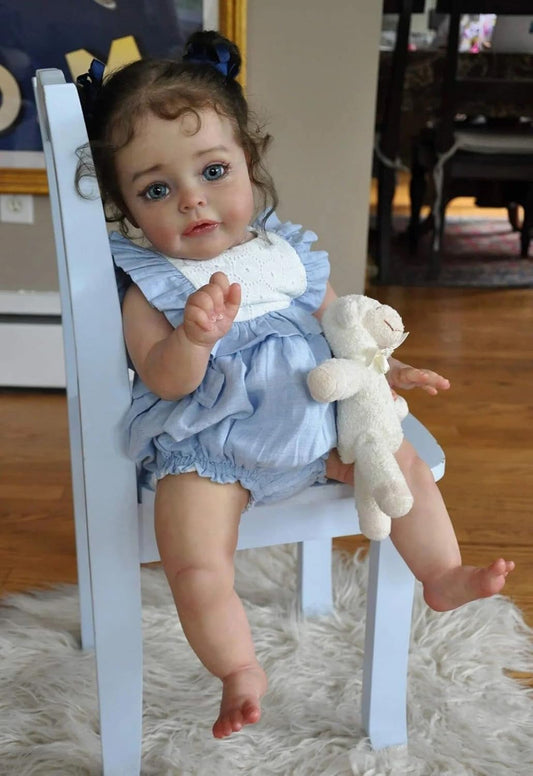 TFJS 24" Reborn Toddler Girl Doll - Realistic, Weighted, Soft Body, with Clothes Set - Perfect Gift for Children