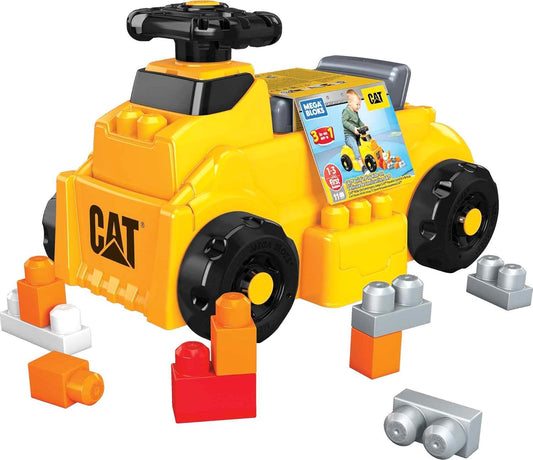 MEGA BLOKS Cat Fisher-Price Toddler Blocks Building Toy, Large Dump Truck with 11 Pieces and Storage, Yellow, Gift Ideas for Kids