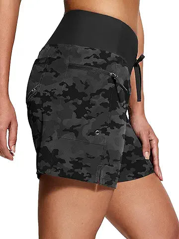 ISEEGZ Women's 5" High Waisted Swim Board Shorts Quick Dry UPF 50+ Womens Printed Swim Tru
