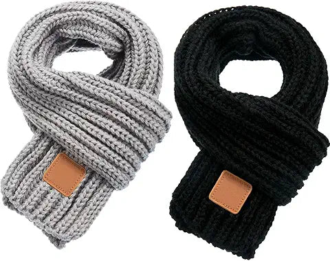 Zhanmai 2 Pcs Warm Kids Winter Knit Scarves Child Warm Scarf Neck Warmer for Toddlers Boys