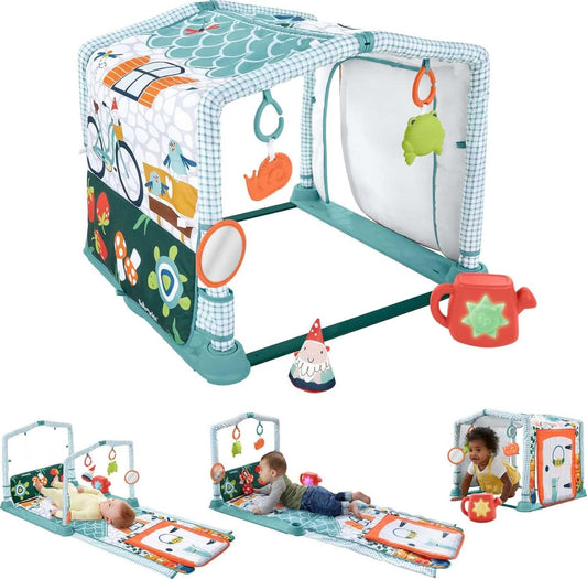 Fisher-Price Baby Playmat 3-In-1 Crawl & Play Activity Gym With 5 Baby Toys For Newborn To Toddler Sensory & Fine Motor Play