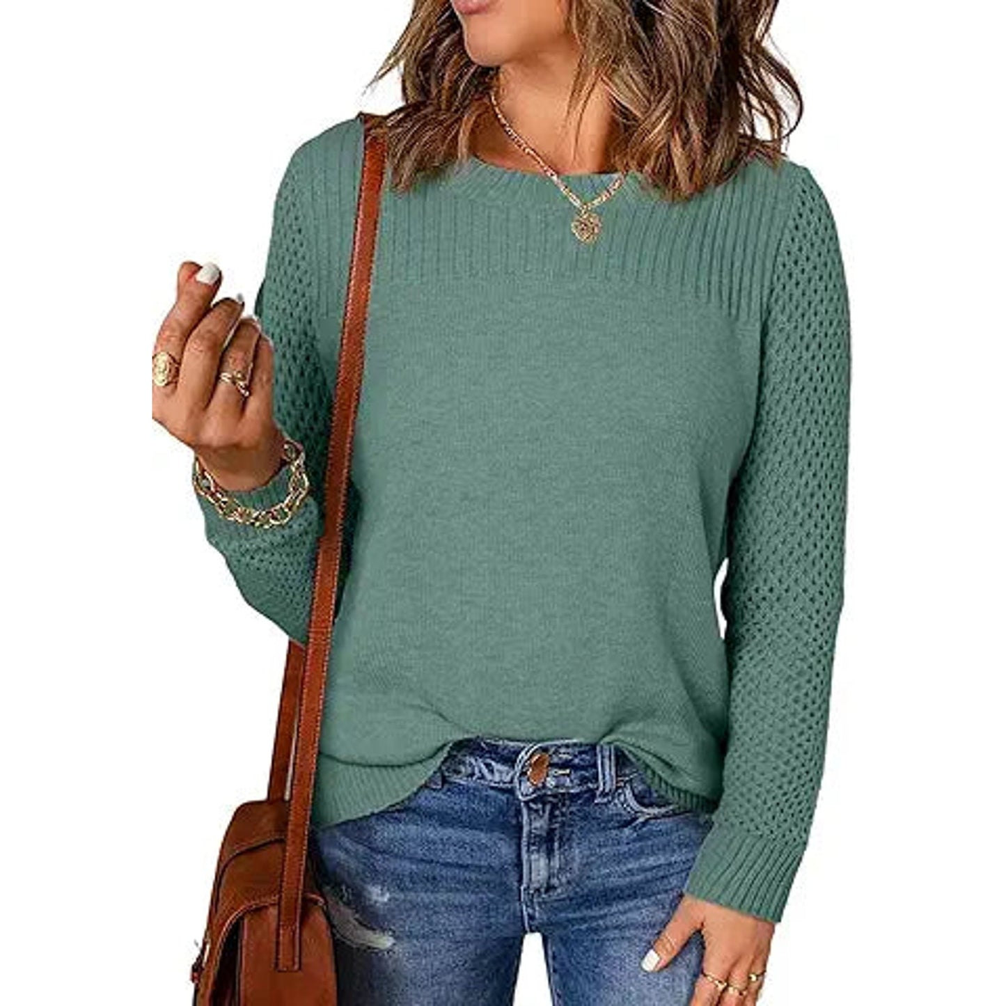 EVALESS Womens Oversized Sweaters 2024 Fashion Trendy Fall Cable Knit Crewneck Long Sleeve