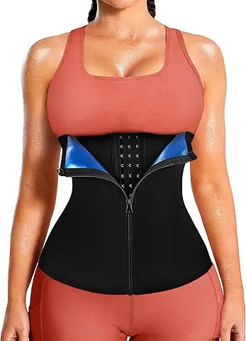 LEINIDINA Womens Waist Trainer Corset with Zipper Sweat Waist Trimmer for Women Workout Be