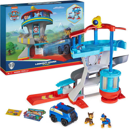 Paw Patrol Lookout Tower Playset with Toy Car Launcher, 2 Chase Action Figures, Chaseâ€™s Police Cruiser and Accessories, Kids Toys for Ages 3 and up