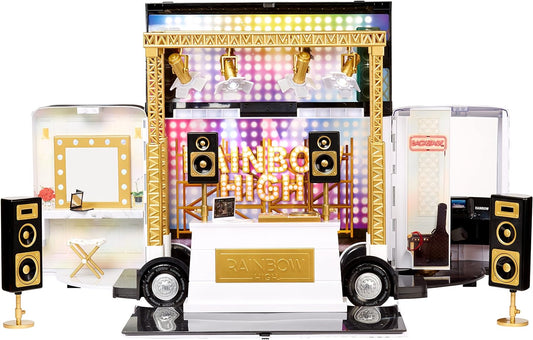 Rainbow High Rainbow Vision World Tour Bus & Stage. 4-in-1 Light-Up Play Deluxe Toy Playset Including DJ Booth and Accessories for 360 Degrees Play, Great Gift for Kids 6-12 Years Old & Collectors