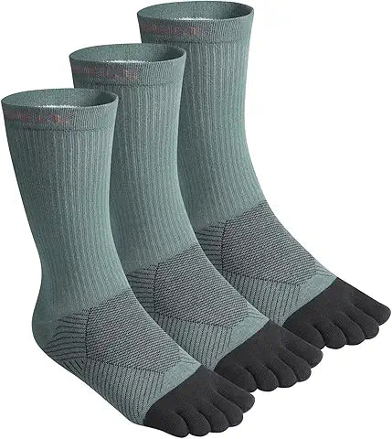 VWELL Toe Socks Cotton Athletic Running Five Finger Socks 3 Pairs,Size 7-11