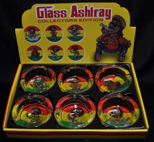 ASHTRAY- 60016/RASTA MAN #1 GLASS ASHTRAY