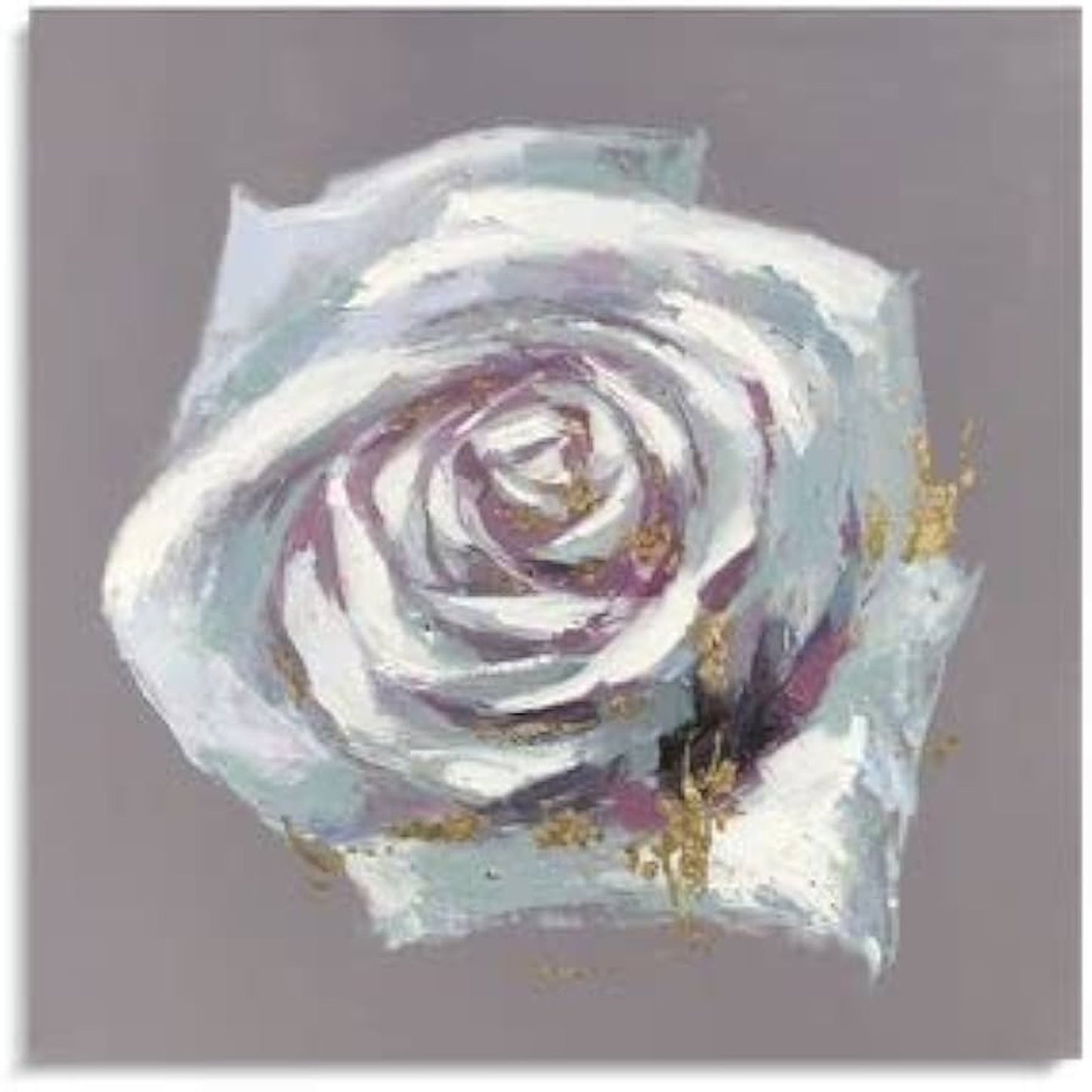 RFDEPOT Pink Grey Wall Art Rose Flower Picture with Gold Foil Modrn Artwork Framed for Living Room Bedroom Bathroom Home Room Wall Decor 20x20IN