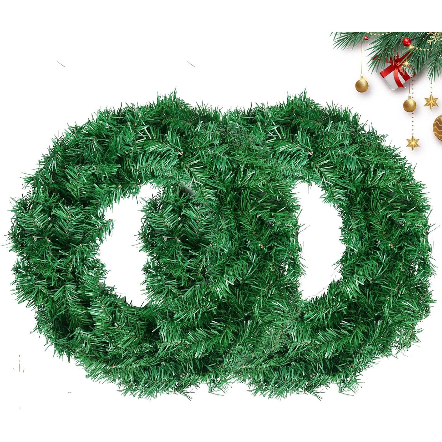Christmas Wreaths for Front Door Outside, Wreaths for Christmas Decorations,20" Canadian Artificial Pine Christmas Wreath for Christmas Day Party,Unlit Wreaths for All Seasons (2, Green 20")